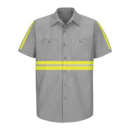 Vf Imagewear Red Kap Enhanced Visibility Industrial Short Sleeve Work Shirt, Gray, Poly/Cotton, Tall, 2XL SP24EGSSLXXL